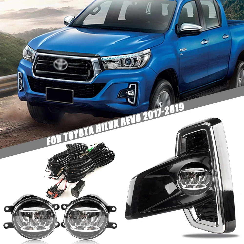 Комплект обновления противотуманной фары переднего бампера для Toyota Hilux REVO ROCCO 2017 2018 2019, версия, дополнительный переключатель противотуманных фар + проводка