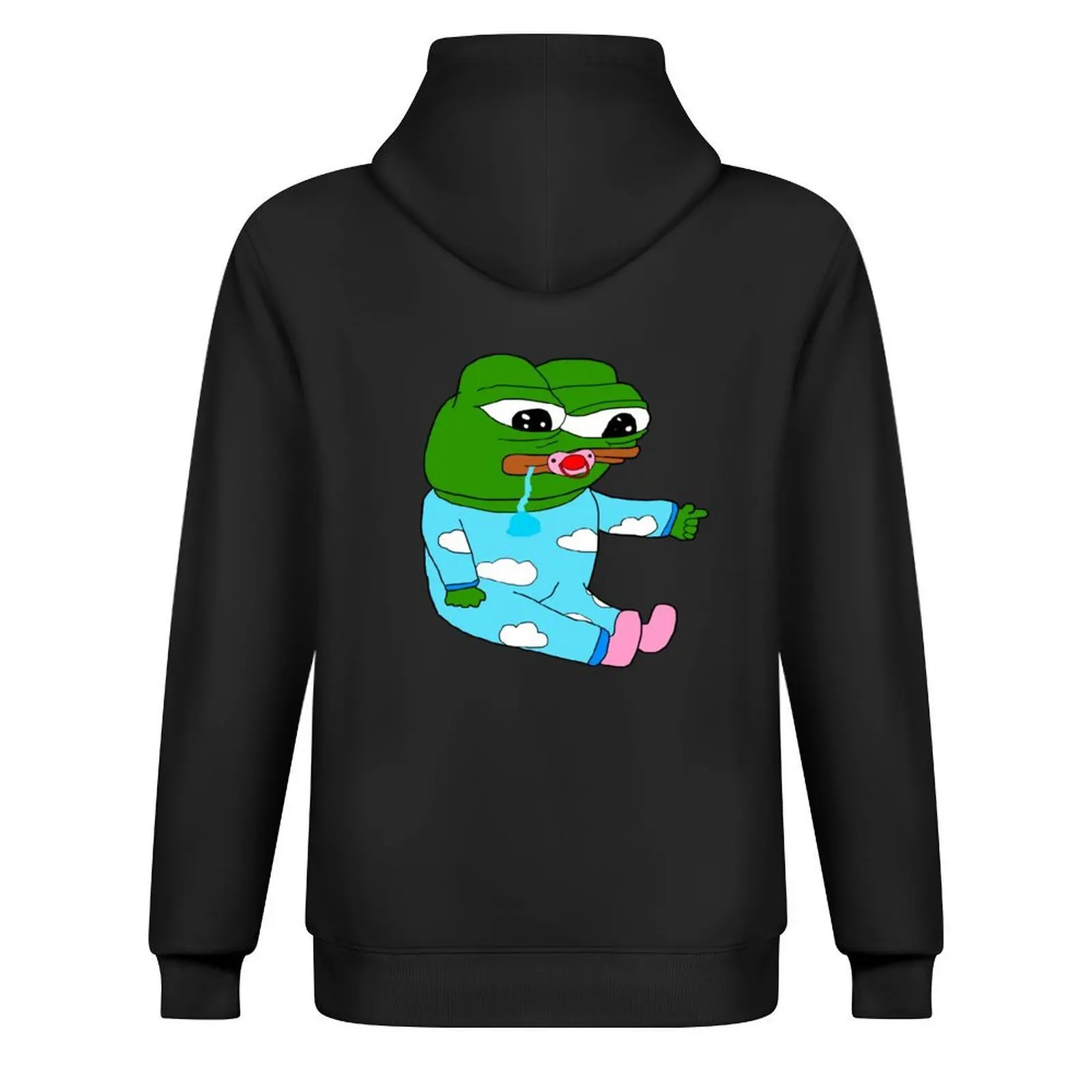 Фото Редкая толстовка с капюшоном Cute Baby Pepe, мужская осенняя одежда, одежда для мужчин, мужская одежда в корейском стиле, новые толстовки и блузки №3