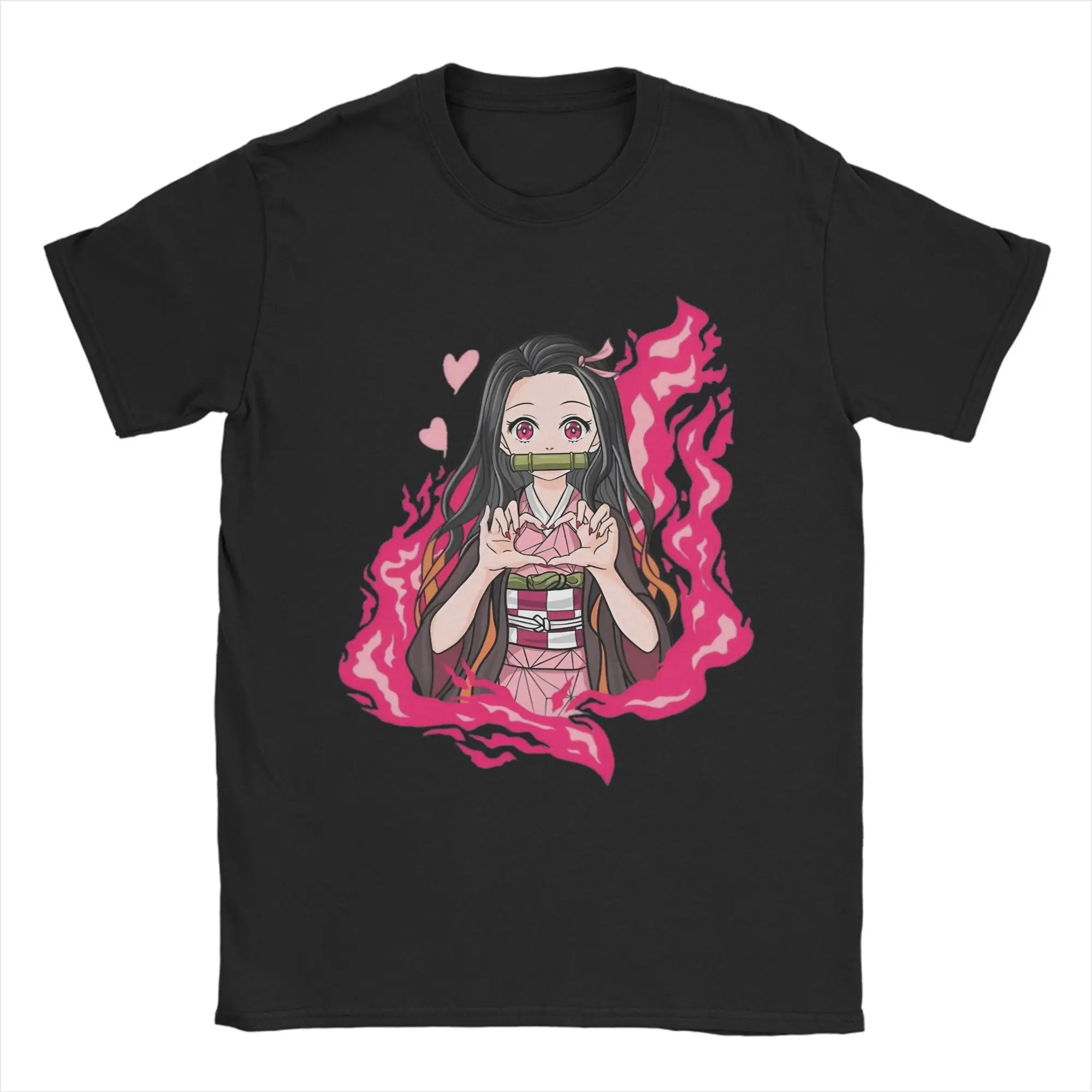 Мужские футболки Demon Slayer Nezuko Love, потрясающие хлопковые футболки с круглым вырезом и короткими рукавами, одежда больших размеров