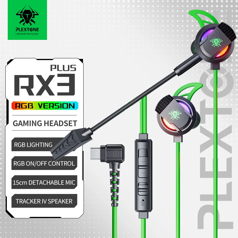 Игровые наушники PLEXTONE RX3PLUS, наушники-вкладыши с микрофоном, разъемы esports PUBG, распознавание звука CSGO