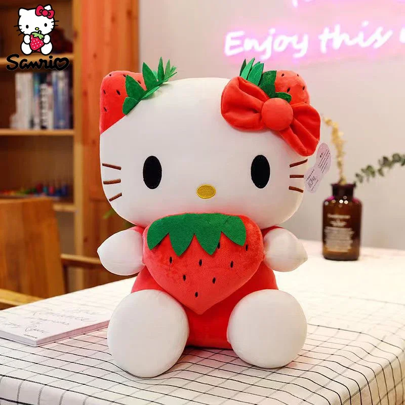 Фото Плюшевая игрушка Hello Kitty 20 см, плюшевые игрушки, фигурка Аниме Кукла Kuromi, украшение для дома, подушка для комнаты Kawaii Sanrio, детские подарки на день рождения №5