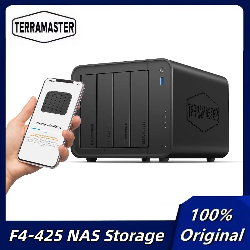 TERRAMASTER F4-425 Сеть хранения NAS с 4 отсеками Intel x86 Четырехъядерный процессор с подключением CPUA (без дисплея)