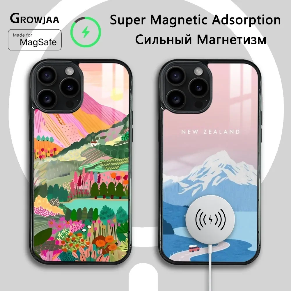 Чехол для телефона «Новая Зеландия» Blue Pools Lake для iPhone 16, 15, 14, 13, 12, 11 Pro Max Plus Mini Magsafe Mirror, беспроводной магнитный чехол