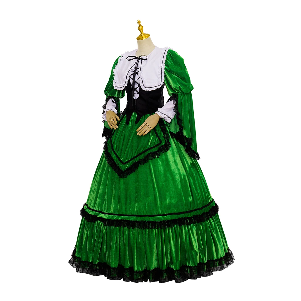 Фото Rozen Maiden Косплей Sui Sei Seki Костюм Jade Stern Зеленое платье Лолиты в баварском стиле с платком Одежда для вечеринки на Хэллоуин №2