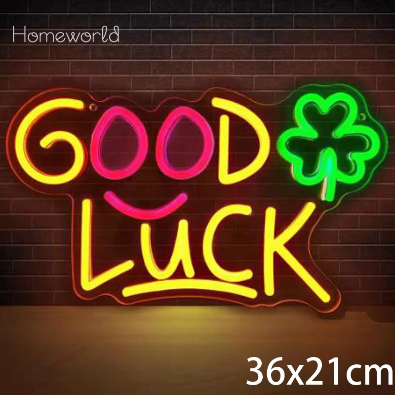 Хорошая неоновая вывеска LUCK, милая светодиодная вывеска для декора комнаты, вечеринки, спальни, салона, настенное искусство, клубные подарки для друзей, подарки
