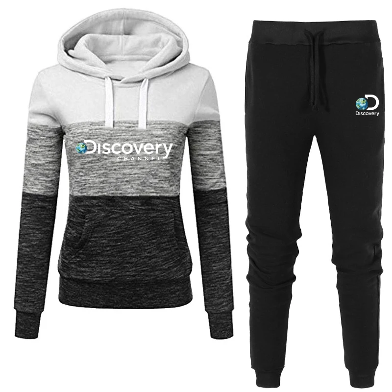 Женский спортивный костюм Discovery, комплект из двух предметов, зимние теплые толстовки + штаны, пуловеры, свитшоты, женская одежда для бега, спортивный костюм (art.: 3920bf5e4d609) - 3920bf5e4d609