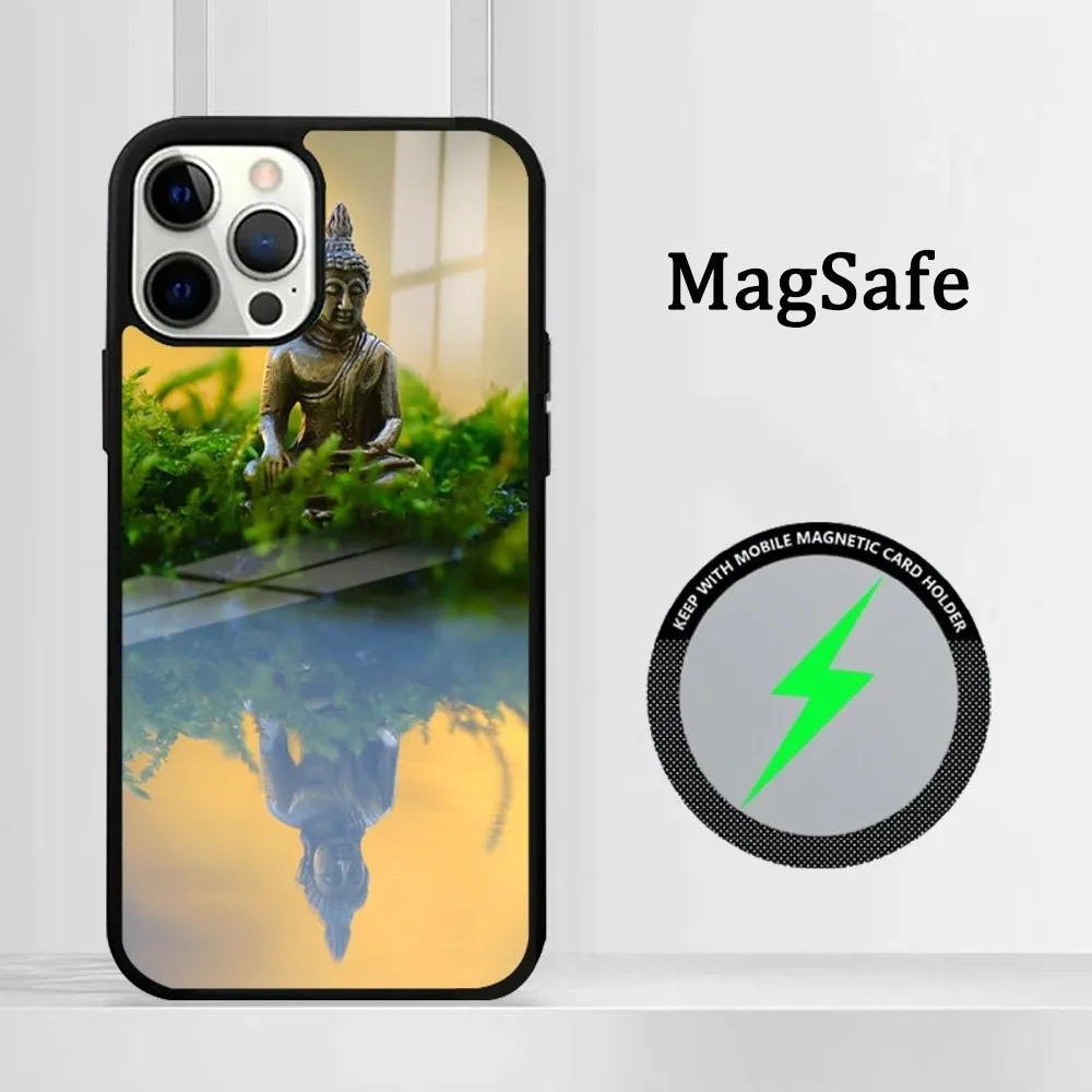 Фото Буддизм Будда Ом Хамса дзен телефон для iPhone16 15 14 13 12 11 Pro Max Plus мини зеркало Магнитный чехол №5
