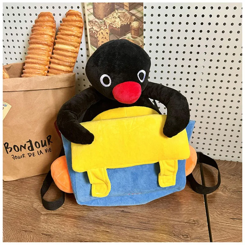35 см плюшевые рюкзаки с рисунком пингвина, милая плюшевая сумка Pingu, мягкий рюкзак с животными для девочек, студентов, подарки на день рождения, оптовая продажа