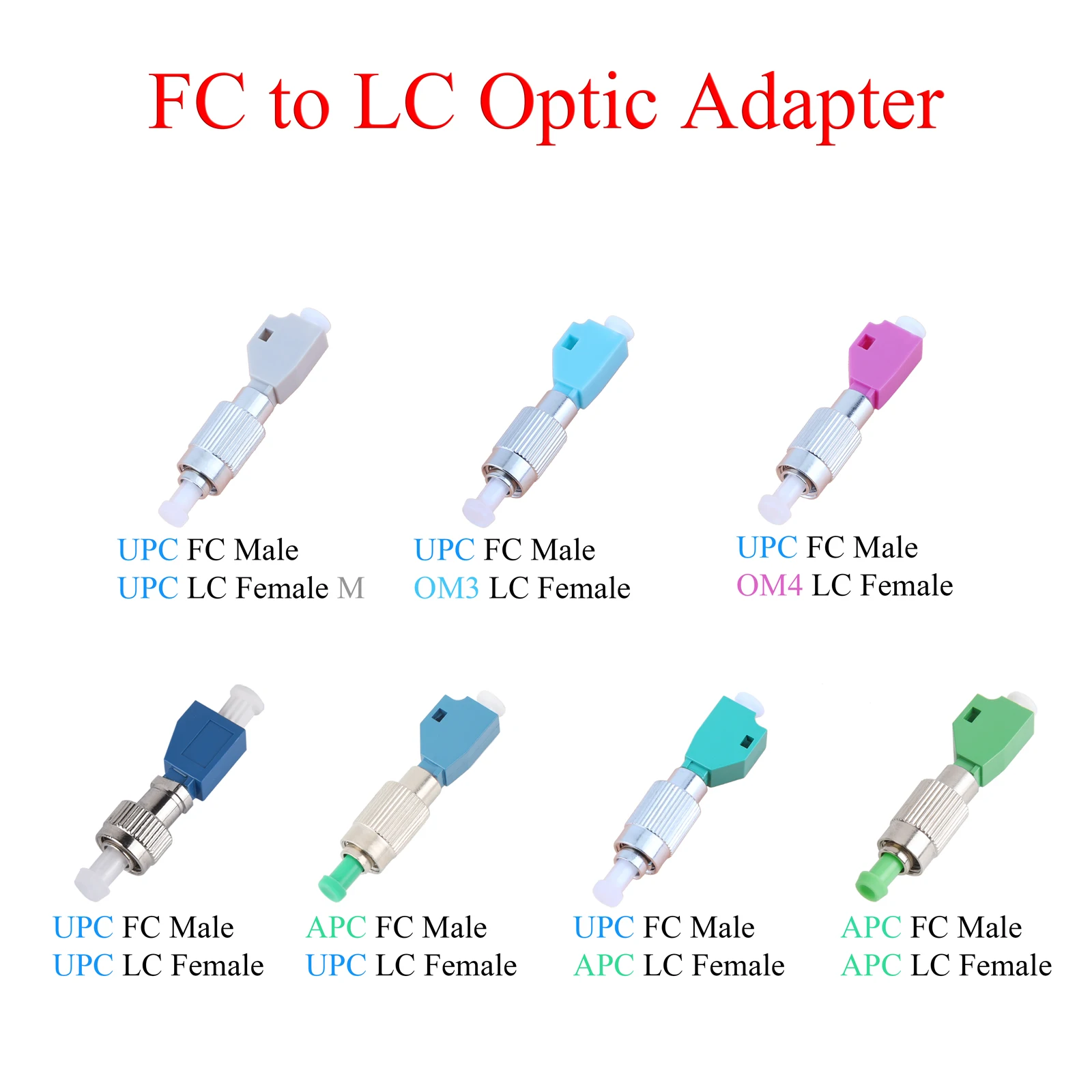 Фото 4 шт. FC APC/UPC «папа» на LC UPC/APC «мама» оптоволоконный адаптер работает с одномодовым/многомодом OM3/OM4 №3