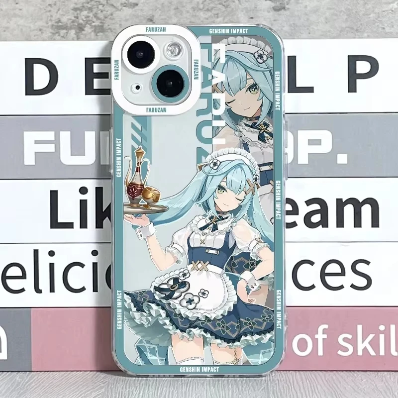 Ударопрочный чехол Genshin для iPhone 16 15 14 13 12 11 Pro Max Mini XS X XR SE 7 8Plus Arlecchino Charlotte Chiori Faruzan Funda (art.: 3920caffebcd5) - 3920caffebcd5