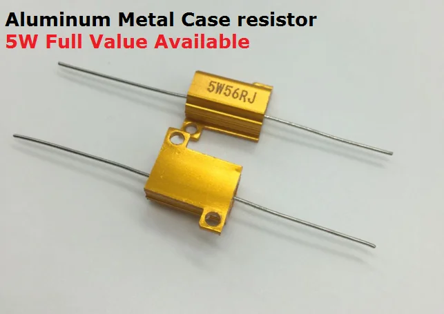 5 шт. RX24-5W-18RJ 20RJ 24RJ 27RJ 30RJ 5% резистор в золотой алюминиевом металлическом корпусе 18R 20R 24R 27R 30R с проволочной обмоткой высокой мощности металлический корпус
