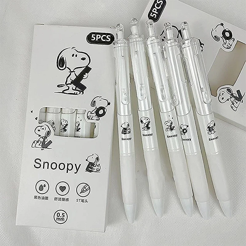 Ручка гелевая Snoopy с рисунком аниме, 0,5 мм, 5 шт.