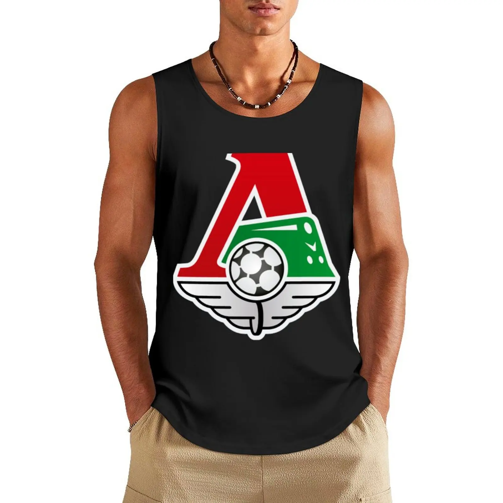 FC Lokomotiv Moscow логотип Майка Мужская спортивная футболка без рукавов жилет мужская футболка тренажерный зал Мужской спортзал