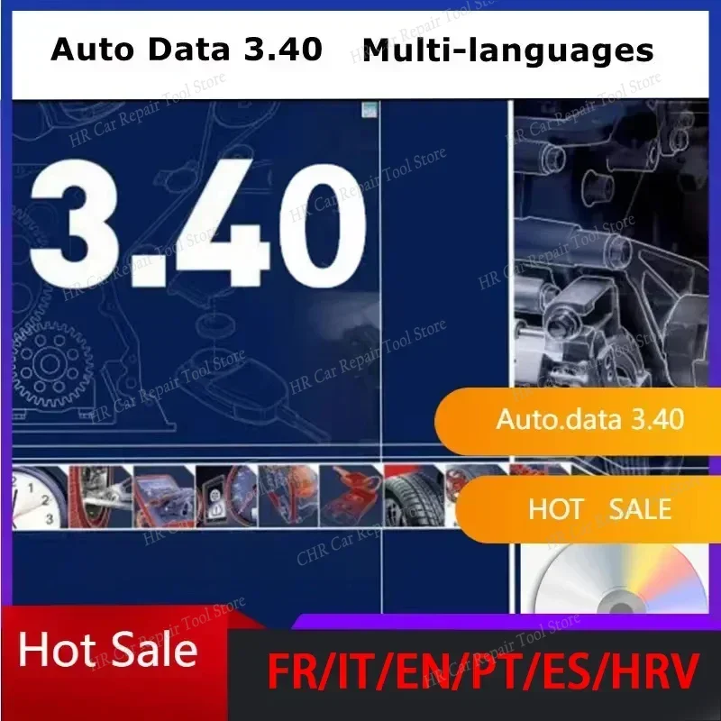 AutoData 3.40 Многоязычная версия направляющей для авторемонта Удаленный автомобильный инструмент Программное обеспечение английского/испанского/португальского/коронана
