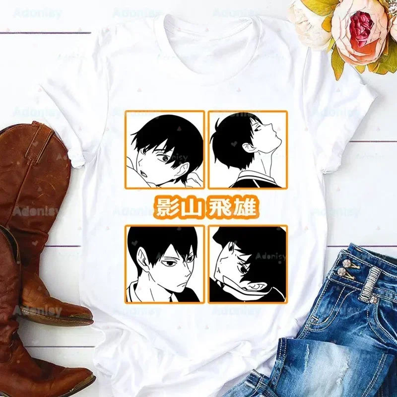 Фото Haikyuu Kageyama Tobio женские топы в стиле Харадзюку летние топы футболки с графическим рисунком женская футболка Kawaii одежда футболка для девочек, Прямая доставка №4