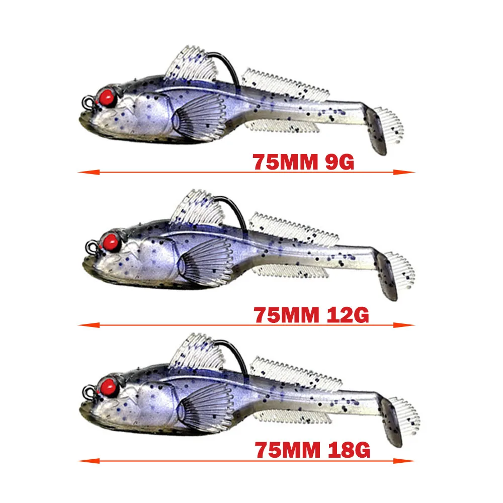 Фото 10 шт., приманка Goby Lure Jig Worm Wobbler 9g12g18g, силиконовая мягкая приманка Gobius, темная рыболовная приманка для щуки, окуня, Shad Swimbait Pesca №3