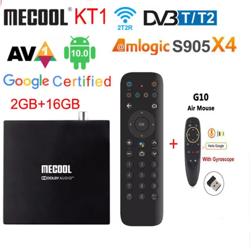 ТВ-приставка mecool kt1, Android 10, DVB-T/T2, DVB C, Amlogic S905X4, 4K, 2T2R, двойной Wi-Fi, BT