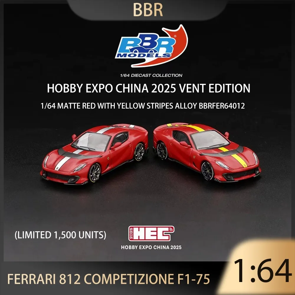 BBR 1:64 Ferrari 812 Competizione F1-75 HOBBY EXPO CHINA 2025 VENT EDITION, литая под давлением модель автомобиля премиум-класса, коллекционный подарок