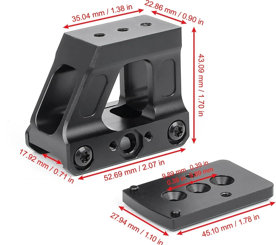 Фото Комплект крепления оптического прицела Picatinny Riser Mount, крепление Red Dot Riser 1,69 дюйма для прицела Red Dot Sight RM, подходит для направляющей Picatinny 20 мм №5