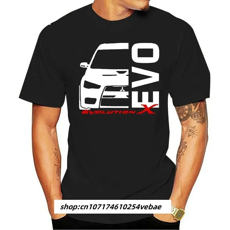 Kaus EVO X 10 Lancer Evolution Kaus продолговатый Katun Pria Kaus продолговатый Merek Musim Panas Ukuran Eropa