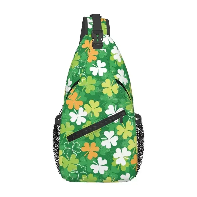 Пользовательский ирландский флаг День Святого Патрика Lucky Clover Leaf Sling Crossbody Нагрудная сумка Мужской модный рюкзак на плечо для путешествий Велоспорт Мужские сумки