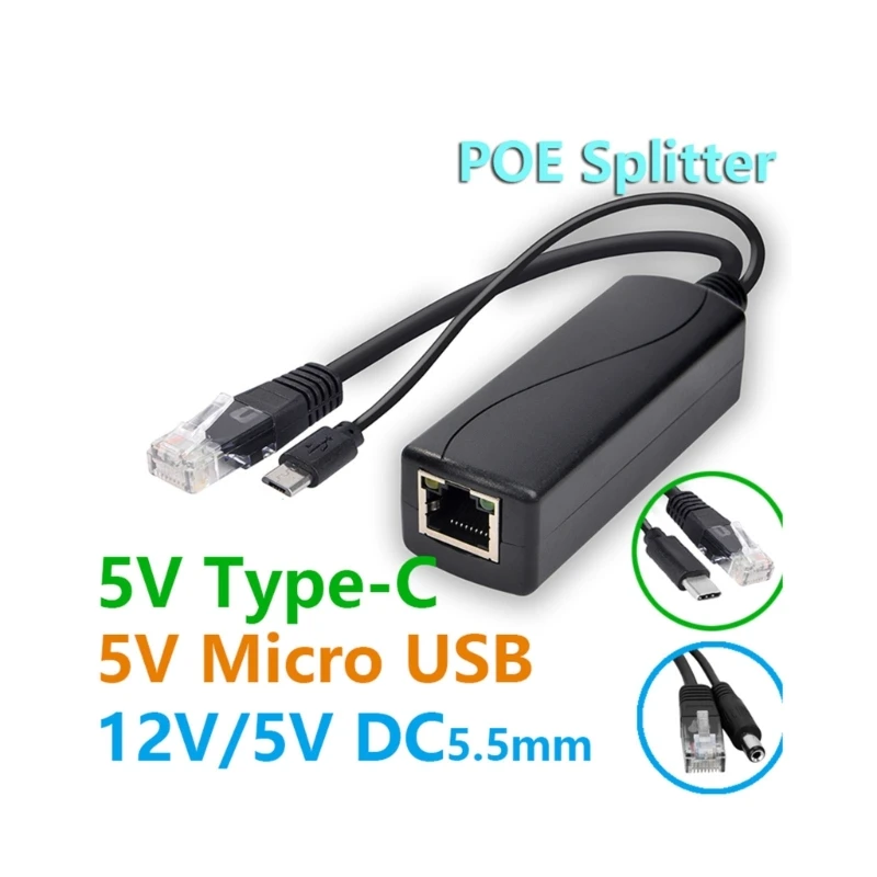 POE Ethernet Power Over Splitter 48V to 5V MicroUSB Type C DC5.5 x2.1 DC3.5 x1.35 модуль питания инжектор IP-камеры