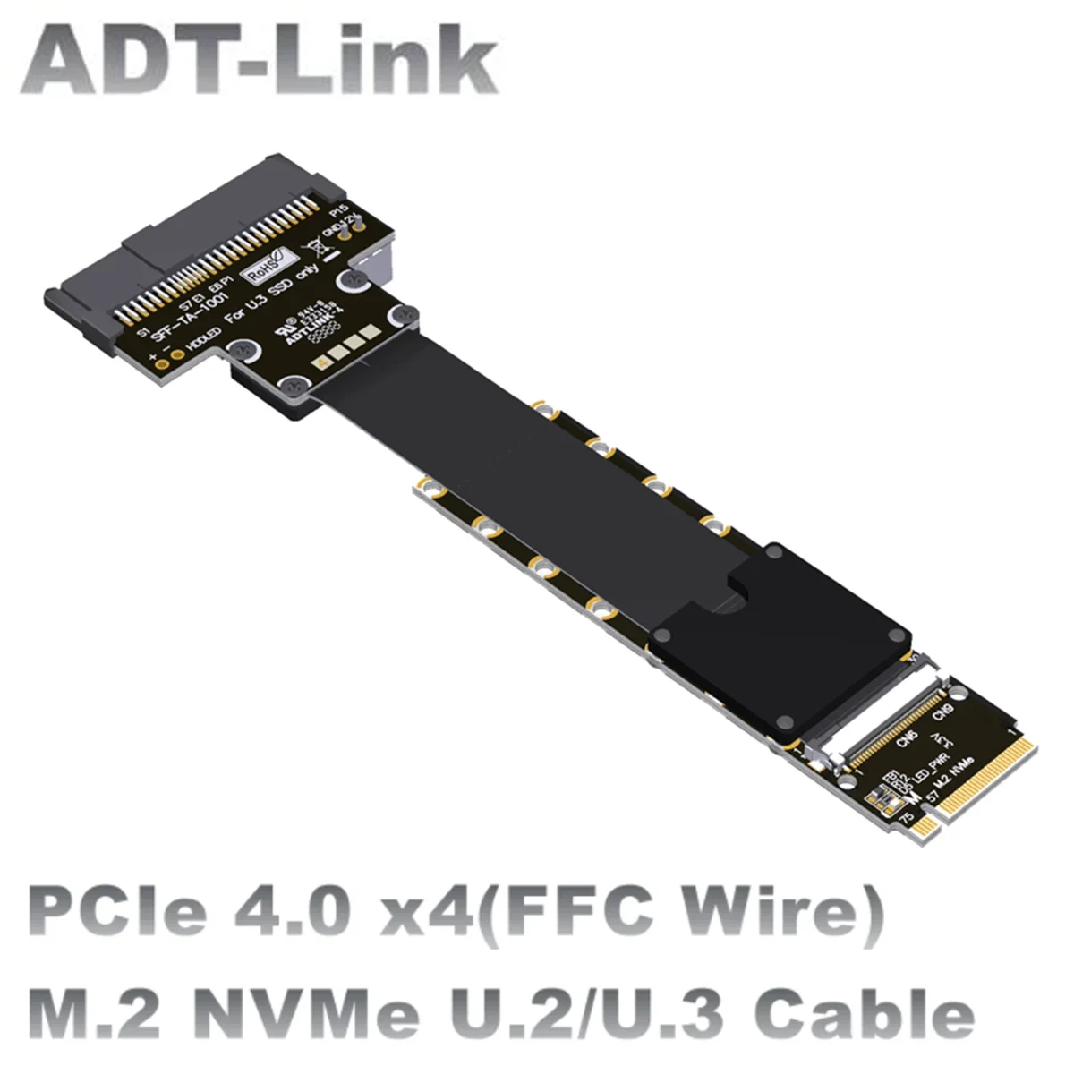 ADT-Link M.2 NVMe to U.2 SFF8639 U.3 SFF-TA-1001 Удлинительный кабель SSD Sata Шнур питания PCI-E 4.0 X4 U.2 NVMe SSD-карты M.2 NVMe