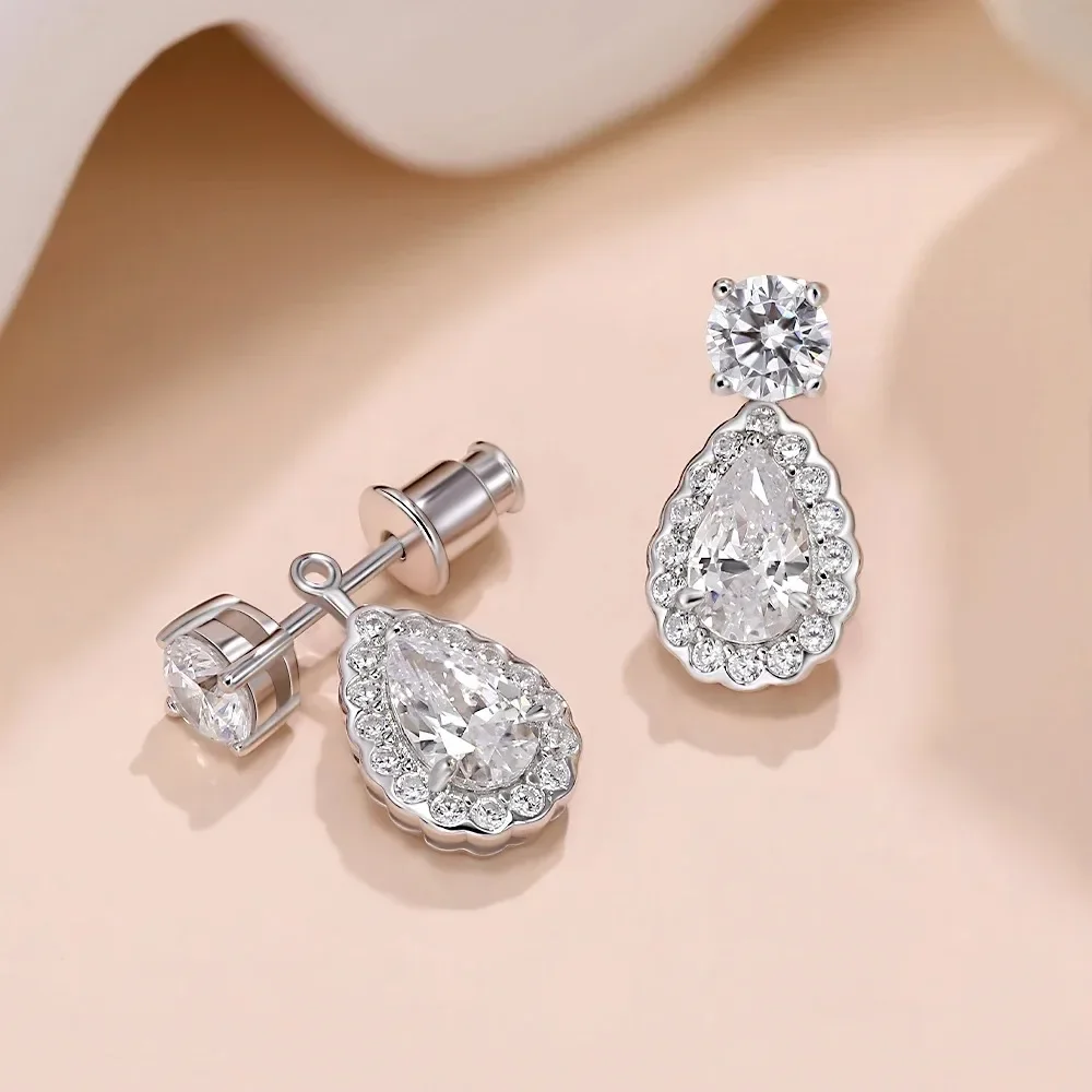 Фото Серьги женские Висячие из серебра 925 пробы с бриллиантами №3