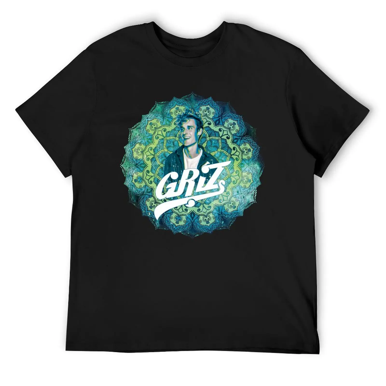 Футболка Griz Mandala, футболка с рисунком, футболка с короткими рукавами, дизайнерские рубашки, простая мужская одежда больших размеров