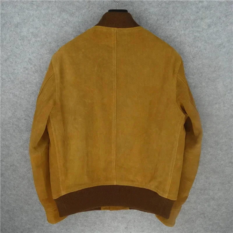 Фото LNY Shop Best. Совершенно новая классическая мужская куртка из натуральной кожи, повседневная мужская теплая куртка в стиле A1, куртка-бомбер из коровьей замши №3