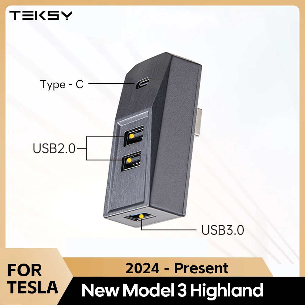 USB-концентратор Glovebox Для Tesla Model 3 Highland 2024 С Портом Type-C, Цифровой Дисплей, Док-станция Для Передачи Данных