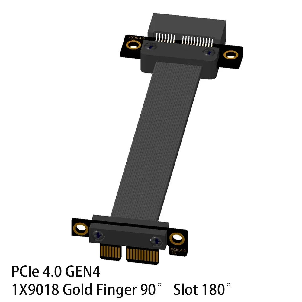 Фото Кабель PCIe 4.0 X1–X16 Riser, двойной прямоугольный Gen4 1x для карты PCIe WiFi, адаптера M.2 SSD, карта Firewire, USB PCIe, звуковой карты №5