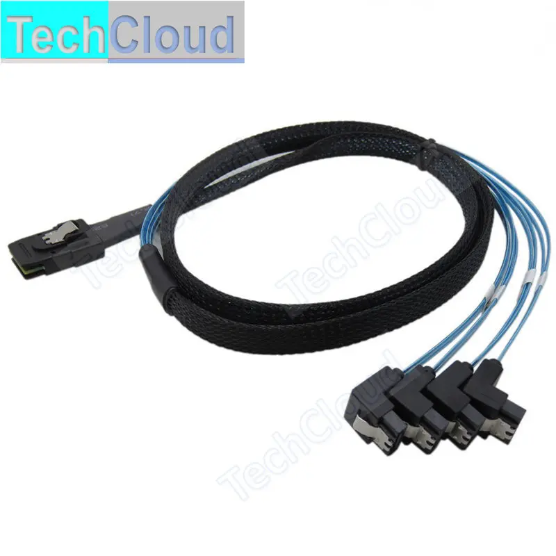Mini SAS SFF-8087 36P to 4 SATA 7P up Angle Cable Mini SAS Male To 4 SATA 7P Female Cable 12Gbps Disk Sata Cabo