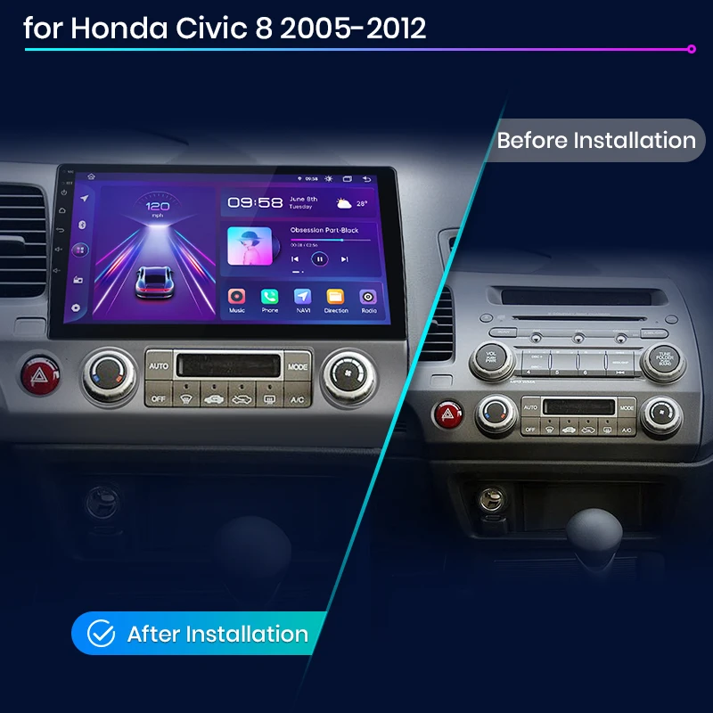 Фото Автомагнитола Junsun V1 для Honda Civic 8, 2005-2012, 4G, GPS №3