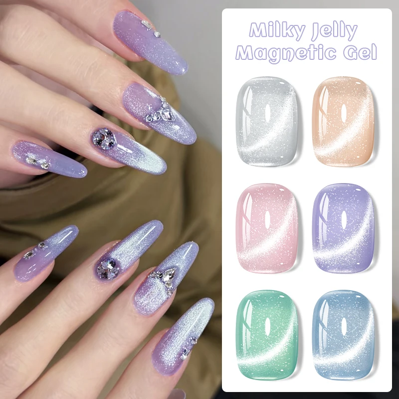 Фото 7 мл Milky Jelly Silvery Moonlight Cat Магнитный гель-лак для ногтей 10 мл Water Light Jelly Прозрачный цвет Soak Off Гель для дизайна ногтей №2