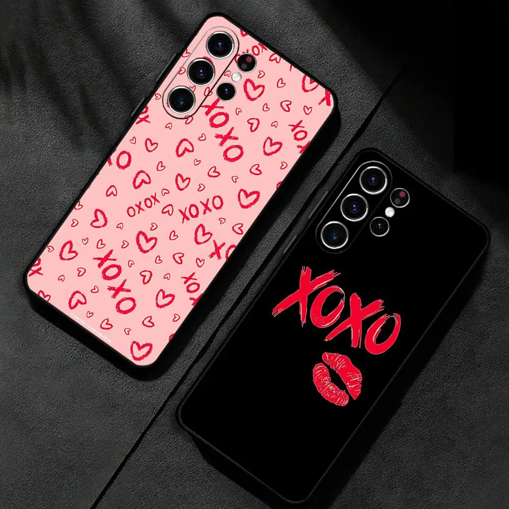 Фото Модный чехол для телефона Xo-xo розового цвета для девочек для Samsung Galaxy S25 S24 S23 S22 S21 S20 Plus Ultra Note20 Limited Soft Black №2