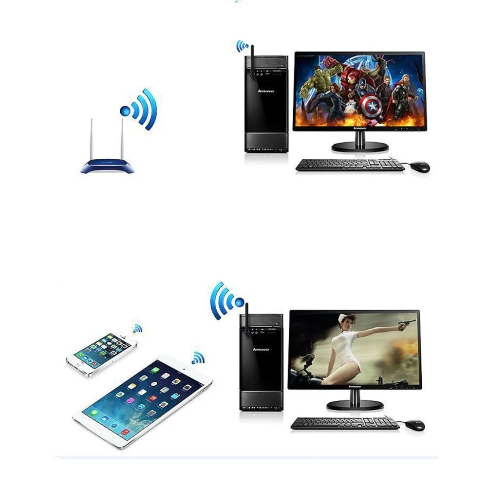 Фото Wi-Fi Dongle 150 Мбит/с MT7601 Сетевая карта USB MT7601/8188 150 Мбит/с USB Wi-Fi-адаптер Свободно вращающаяся антенна Wi-Fi-приемник №4