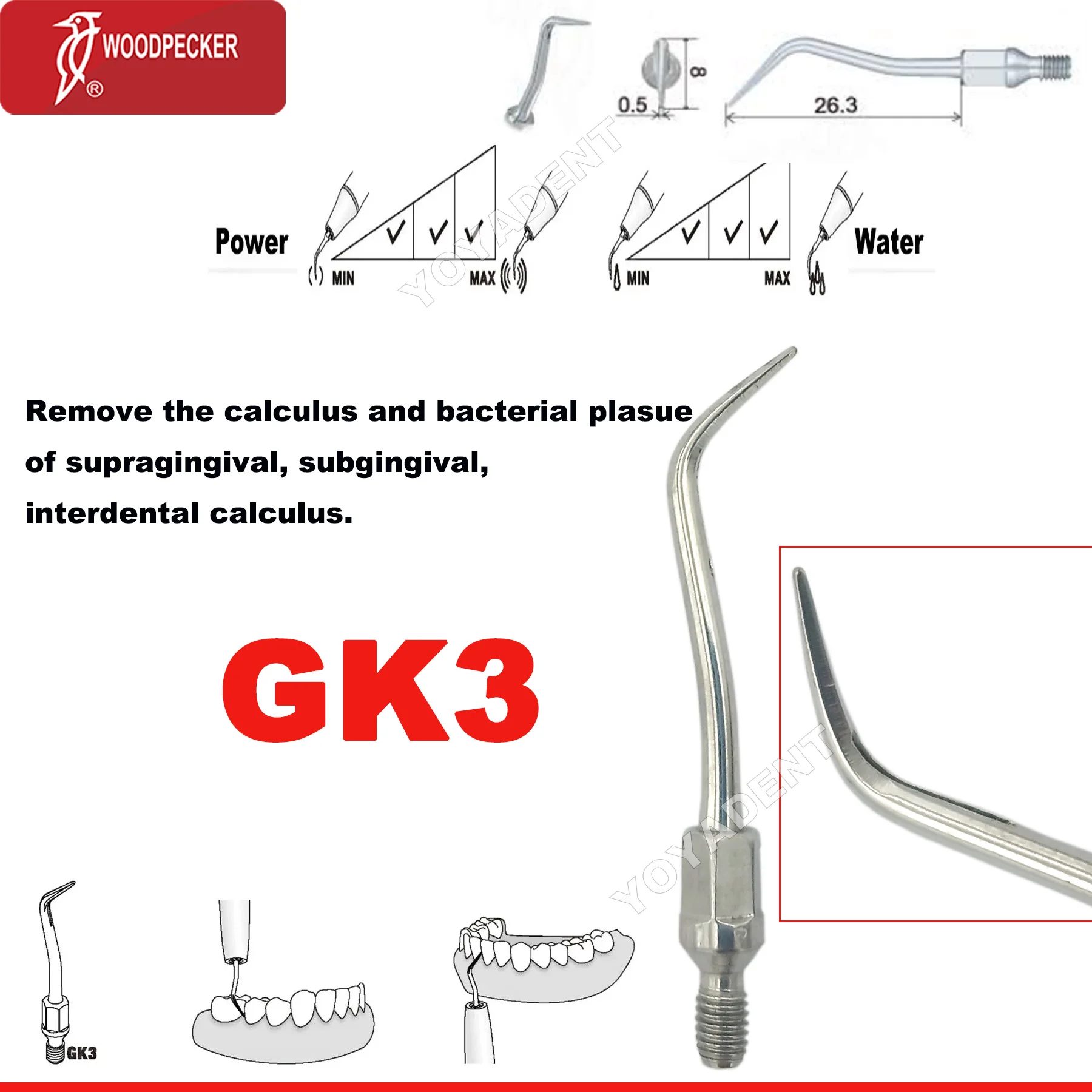 Фото Наконечники для стоматологического ультразвукового скалера Woodpecker GK1-GK7, подходят для наконечника воздушного скалера Kavo Sonicflex №4