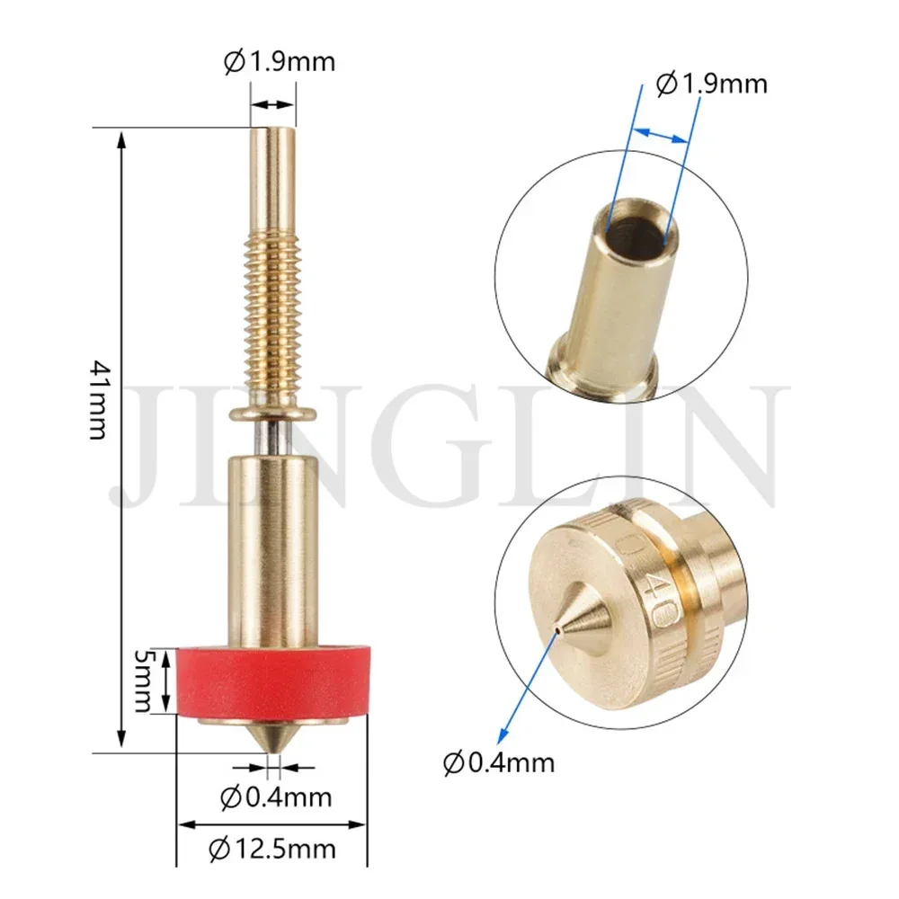 Фото Все в одном насадке для Revo Ceramic Hotend 0,25/0,4/0,6/0,8 мм, терморазрыв, латунь, титан для экструдера E3D Hotend, часть 3D-принтера №2