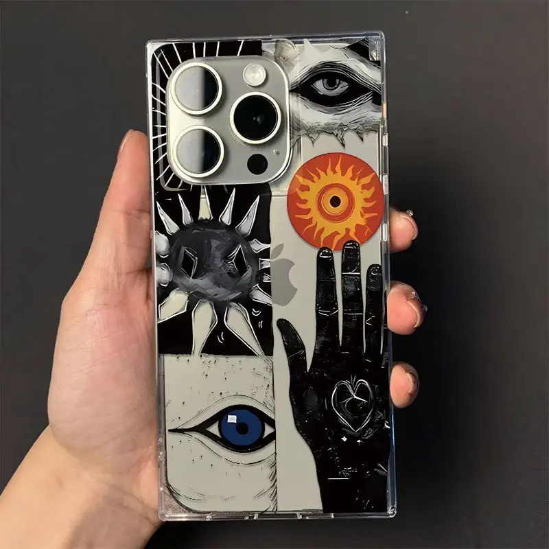 Нишевый модный чехол для телефона с абстрактным искусством для iPhone 17, 16, 15, 14, 13, 12, 11 Pro Max PLUS Air INS, прозрачный прямоугольный мягкий чехол