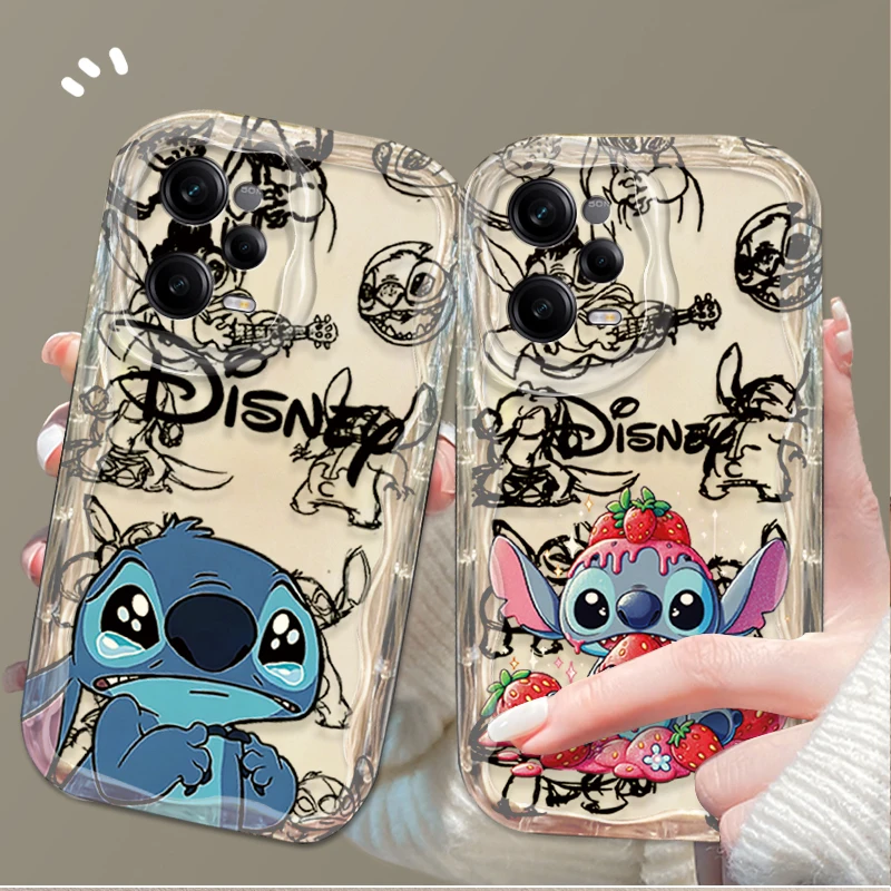 Фото Disney Stitch 3D Clear Wave Case For Xiaomi Redmi Note 13 12 Pro Plus 4G 5G 12S 11S 1110 10S 9 9S Redmi 14C 13C 12C A3 Cover №3