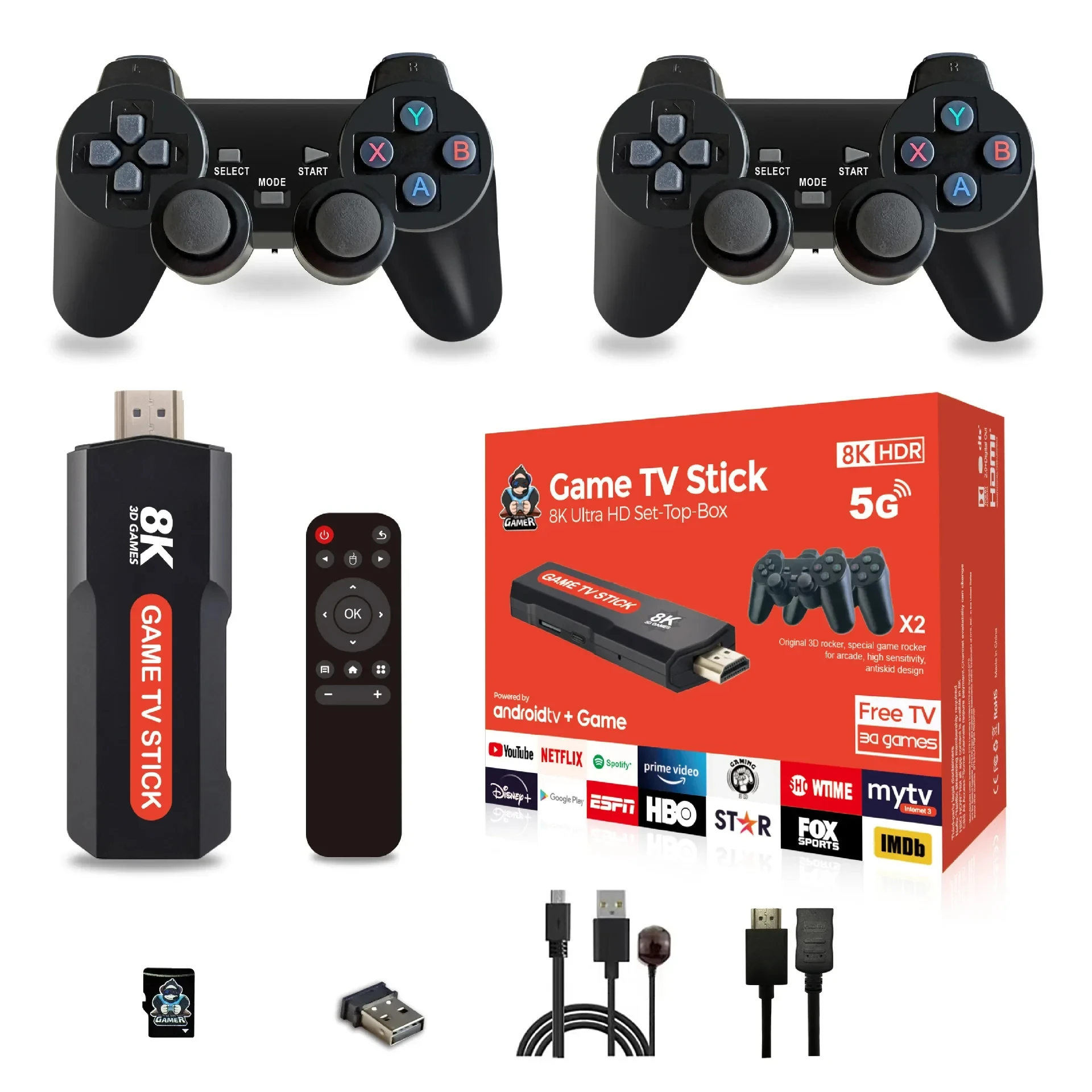 Q9 Usb 2.0 Ретро Игровая Консоль 8k С Беспроводным Контроллером 64g Tv Sticks 10000+ Игр, Совместимых С Psp - Video Game Stick