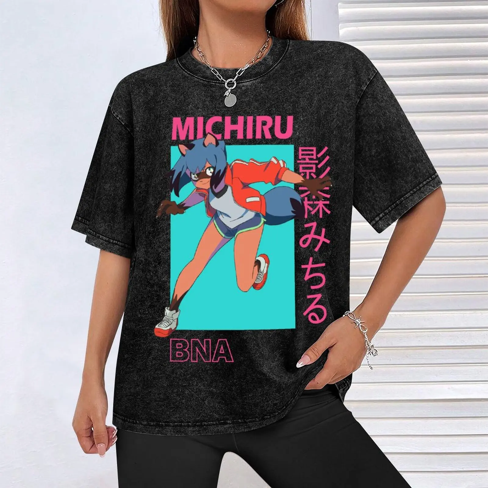 Фото Футболка с аниме Michiru Kagemori BNA Pink Trigger, винтажные футболки, мужская футболка большого размера, 100, ℅   хлопок №4