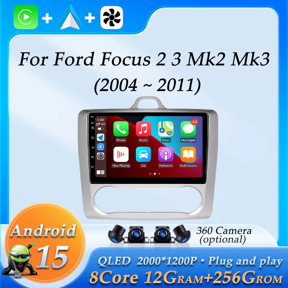 Беспроводной CarPlay для Ford Focus 2 3 Mk2 Mk3 2004-2011 Автомобильный радиоприемник Видео Мультимедийный плеер Навигация GPS DSP Стерео Разделенный экран