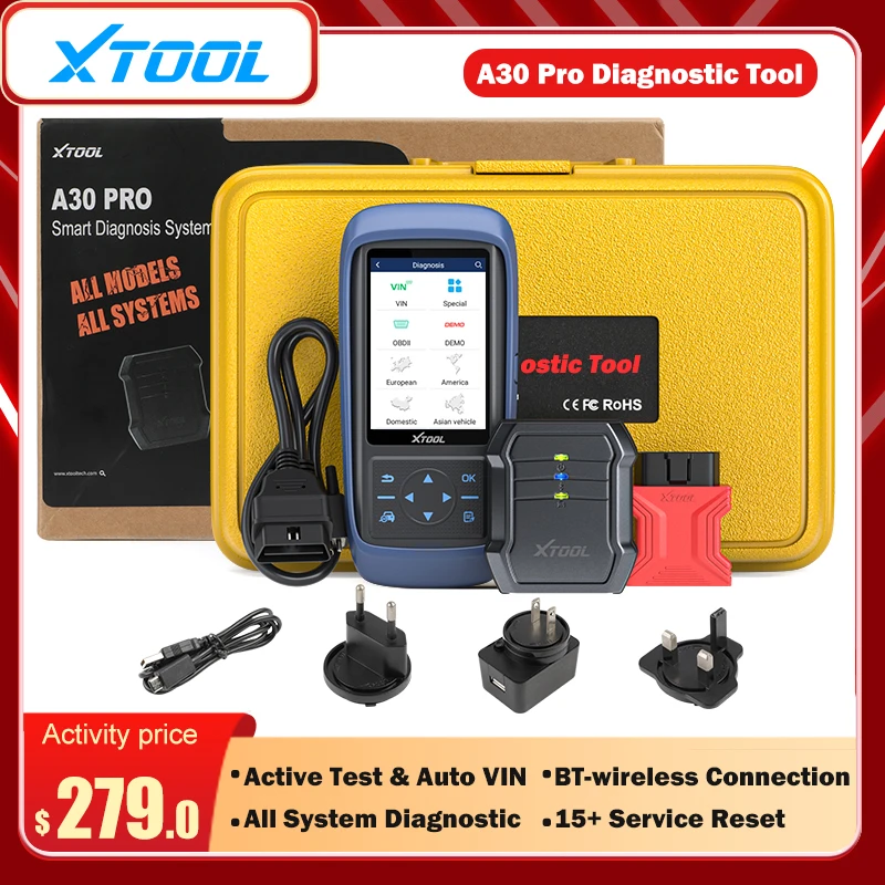 Диагностические инструменты для полной системы XTOOL A30 Pro A30PRO с двунаправленным управлением, 15 функций сброса, программатор ключей DPF TPMS SAS EPB
