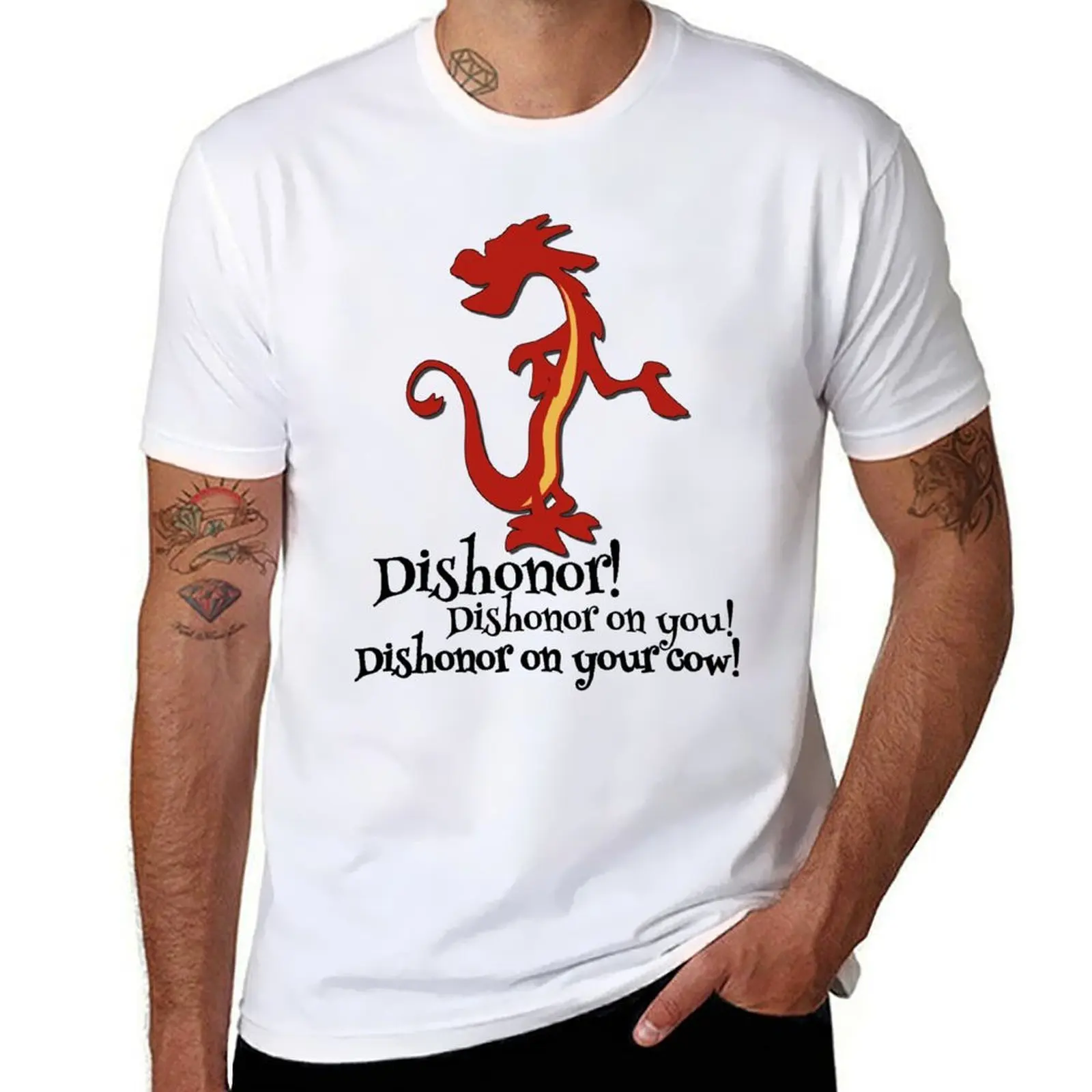 Футболка Mushu Mulan Dishonor, футболка с аниме, забавные футболки, мужская футболка
