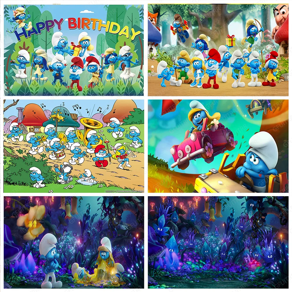 MINISO лесные Smurfs фон для мальчиков Детский день рождения украшение фотография Фон Студия Стенд реквизит баннер для будущей мамы