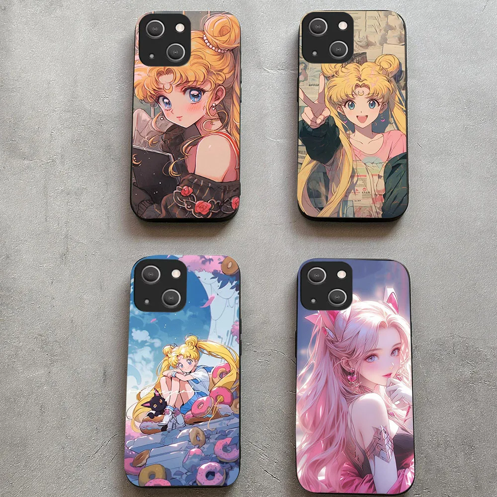 Фото WEA-30 Sailor Moons Black Silicone Case For Xiaomi Redmi 10C 12C 12 13 14 Note 7 8 9 9S Pro №2
