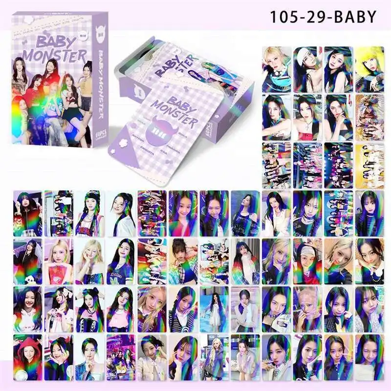 60 шт./компл. лазерная карта BABYMONSTER альбом LOMO Card AHYEON RORA ASA открытка с голограммой RUKA блестящая фотокарта поздравительная открытка