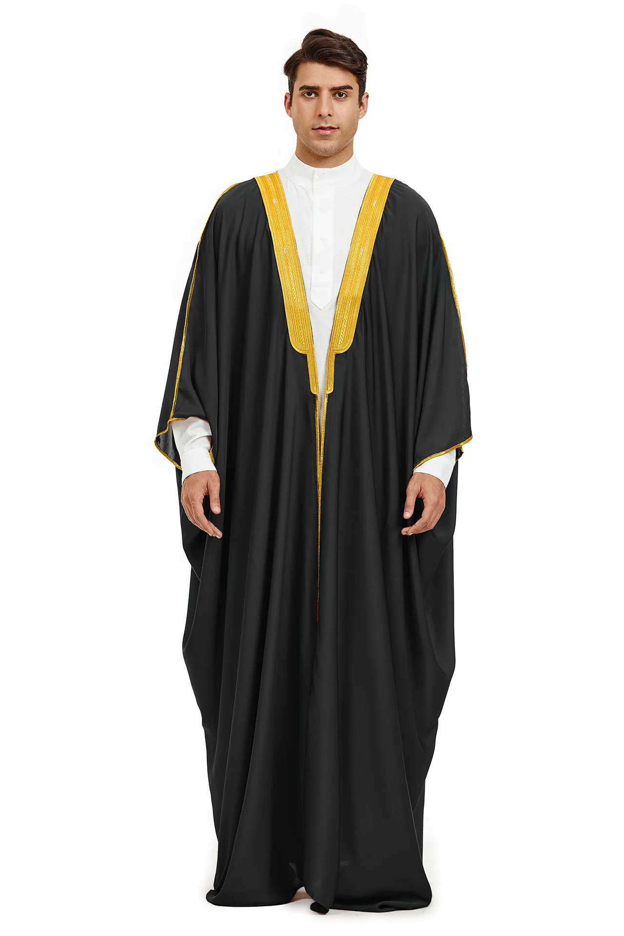 Djellaba Dishdasha Мусульманские мужчины Bisht Abaya Атласное кимоно Ид Молитовное платье Джубба Тобе Саудовская Аравия Халат Исламская одежда Турция Кафтан (art.: 3920cf1902013) - 3920cf1902013